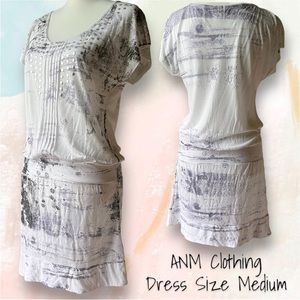 MANM Clothing Metallic Drop Waist Elastic Dress Abstract Pattern Size Medium
